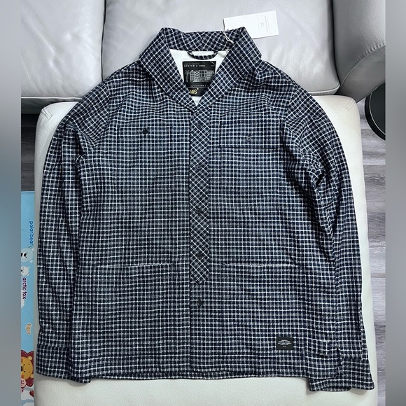 NWT - Scotch & Soda Men’s Wool Blended Shawl Collar Check Overshirt - Size L - Picture 4 of 13